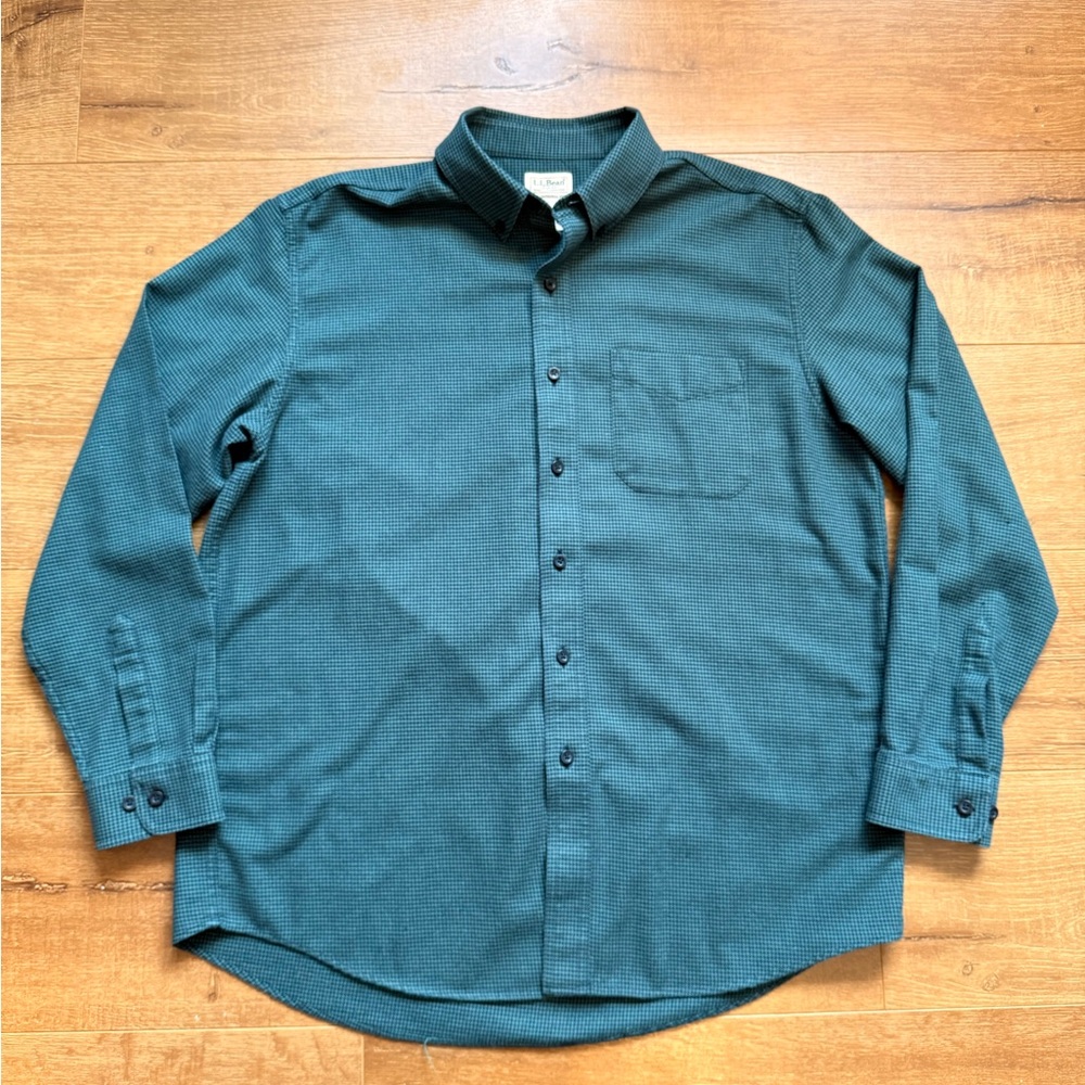 LL Bean Flannel 100% Cotton Large Regular Long Sleeve Button Up Shirt Excellent